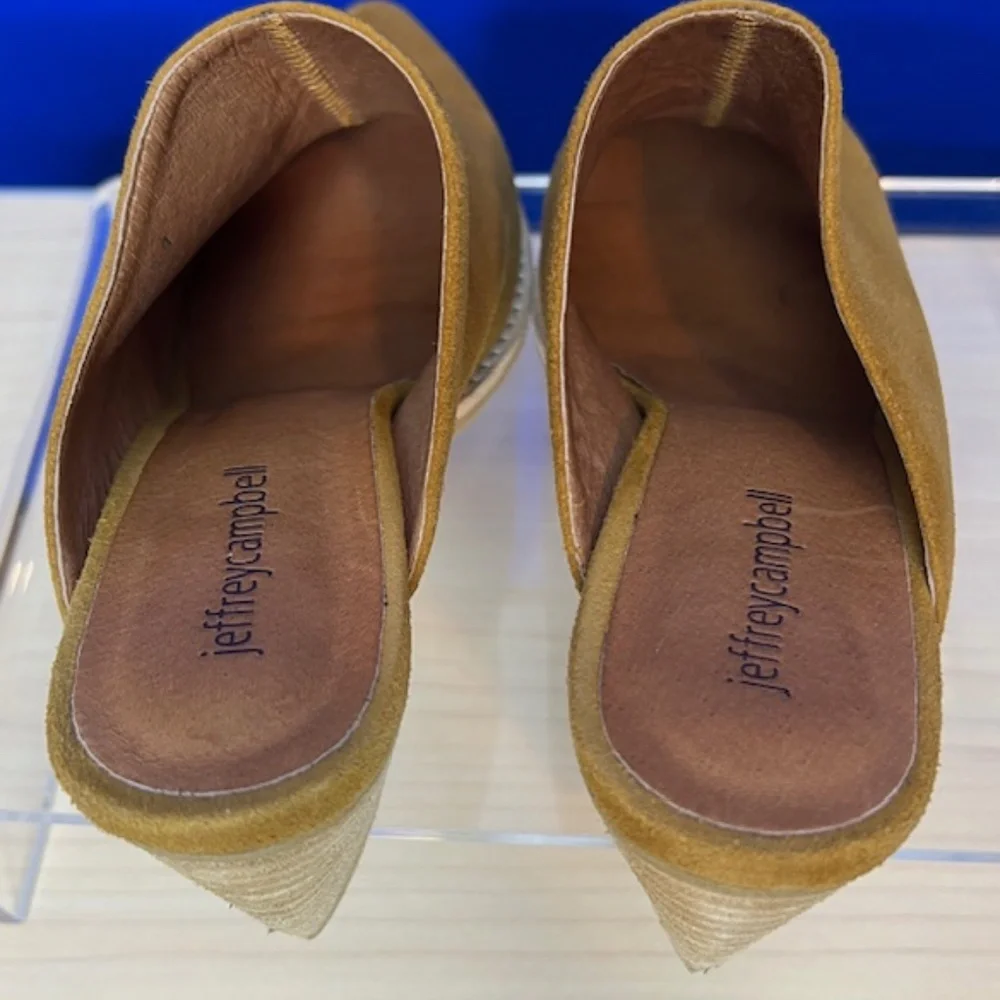 JEFFREY CAMPBELL - "FAVELA" MULES" in Cognac Suede - Size 9 - Picture 3 of 8